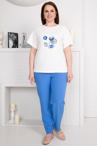 Брюки женские прямого силуэта с боковыми карманами арт. 5660 (цвет синий) Размеры 56-70