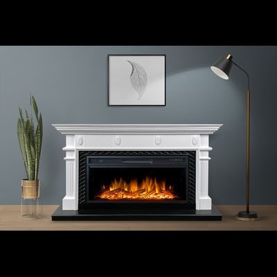 Линейный электрокамин Carlyle белый с черным с очагом Vision 42 LOG LED
