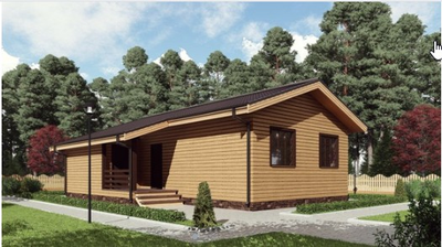 Одноэтажный каркасный дом с двумя спальнями 70м² (SK56)