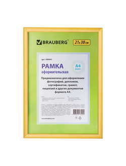 Рамка 21х30 см, пластик, багет 12 мм, BRAUBERG "HIT2", золото, стекло, 390945