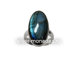 Кольцо из серебра 925 пробы с лабродоритом   (МС-073)