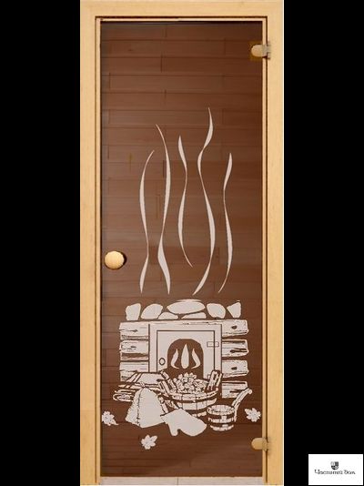 Дверь стеклянная для бани и сауны Эконом Банька бронза 6 мм 700*1900 мм