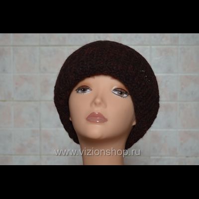 Вязаная шапка с отворотом женская Vizio Италия 202 CR коричневая