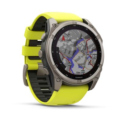 Умные часы Garmin Fenix 8 - 51 мм Solar, Sapphire титановый серый с желтым ремешком (010-02907-21)