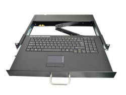 Выдвижная промышленная клавиатура Kinan с тачпадом для монтажа в стойку 19&quot;, 1U, 105 клавиш, USB, PS/2 (MKDN-19T)