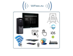 IMPULSE 7 IP WIFI KIT BLACK - комплект из 7" HD сенсорного WIFI монитора и вызывной панели с считывателем RFID-ключей Mifare, встроенный регистратор (фото) (Tuya/Smart Life)