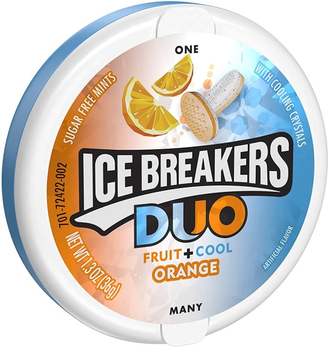 ICE BREAKERS DUO Леденцы со вкусом Апельсина и мяты 36 гр (8 шт)