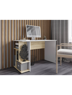 СКМ-6 компьютерный стол Сонома/Белый с тиснением