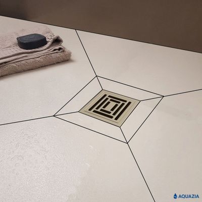 Трап водосток PLATZ Uno 150х150 Боковой выпуск (Матовый хром)