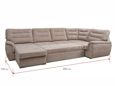 Диван угловой Валенсия большой (дельфин+оттоманка)
