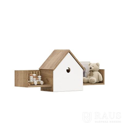 Детская КОЛИБРИ - Полка декоративная Дуб Крафт Золотой/Белый Софт