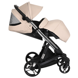 Коляска 3в1 ibebe i-stop Экокожа Beige, CHROME рама