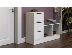 Тумба для обуви Тип 14 Белый Ясень/Велюр Серый