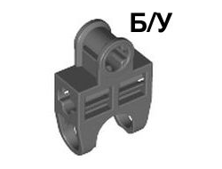 ! Б/У - Technic, Axle Connector 2 x 3 with Ball Joint Socket - Open Sides, Angled Forks with Closed Axle Holes, Dark Bluish Gray (32174 / 4217829) - Б/У