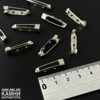 Булавка основа для броши 25х5 мм, сталь, цвет серебро, цена за штуку