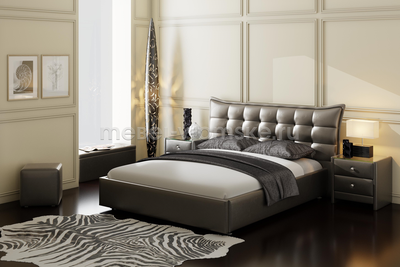 Пуф "Леонардо" в комплектации с кроватью "Агата" в интерьере спальни