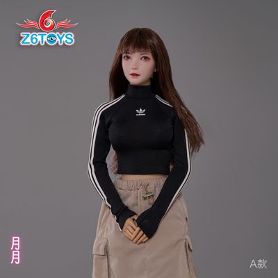 Женская голова (скульпт) с длинными каштановыми волосами и подвижными глазами - 1/6 scale Asian Movable Eyes Beauty Head Sculpt Yueyue (ZC016A) - Z6TOYS