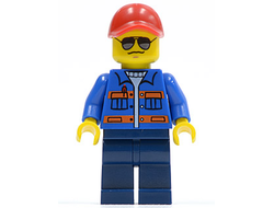 Blue Jacket with Pockets and Orange Stripes, Dark Blue Legs, Red Cap with Hole, Sunglasses, NO Back Print, n/a (cty0500)