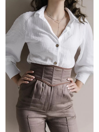 Пояс широкий корсетный для платья коричневый