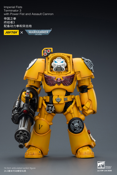 Терминатор Имперских Кулаков (Warhammer 40K) - КОЛЛЕКЦИОННАЯ ФИГУРКА 1/18 Imperial Fists Terminator with Power Fist and Assault Cannon (JT03172) - JOYTOY
