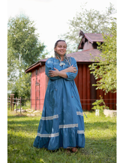 Платье в русском стиле из конопли "Хозяйка Судьбы"