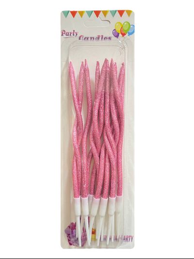Свечи для торта волнистые "Блестки" 12см (розовые), 12 шт./уп.