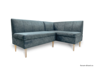 Кухонный Угловой диван "Форум-8Б" Стандартный Велюр, Серый, правый