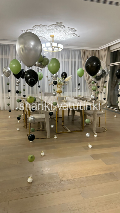 Оформление комнаты воздушными шарами цепочками с пузырями (50шт)