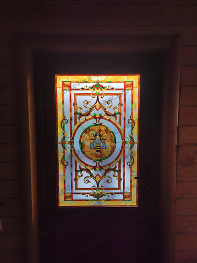 Витражная пленка, витражная пленка самоклеющаяся под заказ,пленочный витраж с классическим рисунком