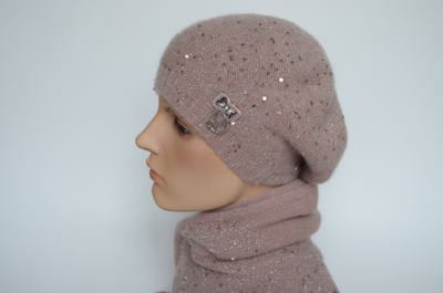 Женский розовый берет Vizio 6943 с украшением