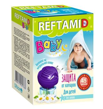 Рефтамид Детский комплект фумигатор+флакон с жидкостью, 45 ночей, без запаха