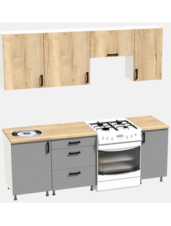 Кухня Эконом 1,5 метра (1100х400) Цвет: Дуб Вотан/Базальт