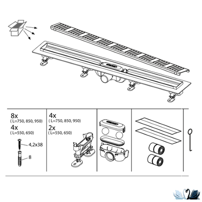 Лоток для душа Alcadrain APZ10-950 Simple желоб в комплекте с решеткой