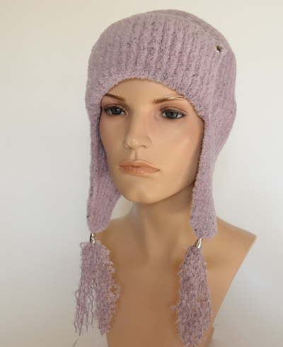 Розовая шапка ушанка с кисточками Вицио Италия 1112