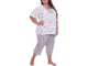 Пижама-костюм женский большого размера из хлопка арт. 19662-5869 (серо-белый) Размеры 64-74