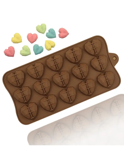 Силиконовая форма "Сердце Геометрия" 3,1*3,1см, 15 ячеек