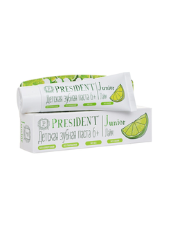 Детская зубная паста от 6-ти лет Junior, лайм, PresiDENT, 50 мл.