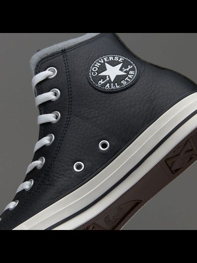 Кеды Converse черные высокие кожаные с подкладкой