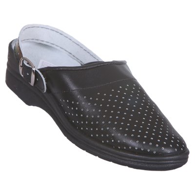 Сабо чёрные женские (нат. кожа) с ремешком