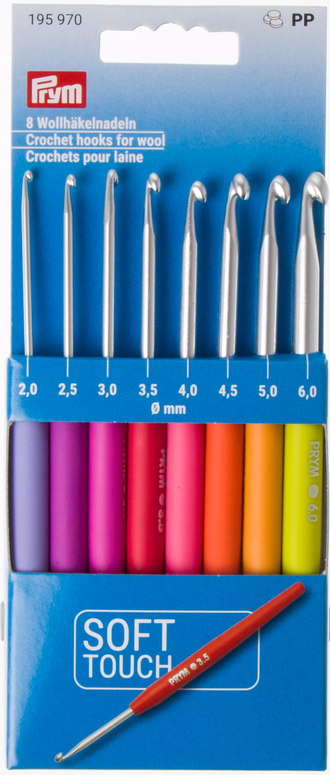 Крючки для вязания, с мягкой ручкой, набор 2-6мм Prym