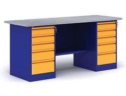 Металлический двухтумбовый верстак с двумя драйверами ВП - 6/1.6, ВП - 6