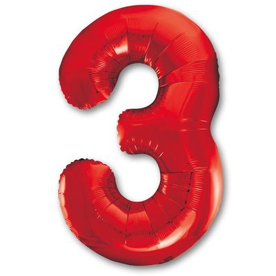Красная фольгированная цифра 3