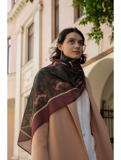 Дизайнерский палантин "Самоцветы", авторский принт, 50х180 см