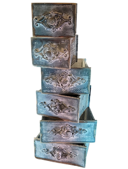 Набор Ящик Дерево Серо Зеленый Состаренный 6шт (Аренда)