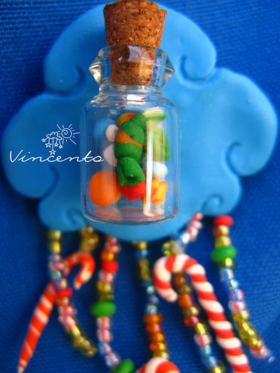 Праздничная брошь с конфетами и баночкой - "Карамельное счастье"