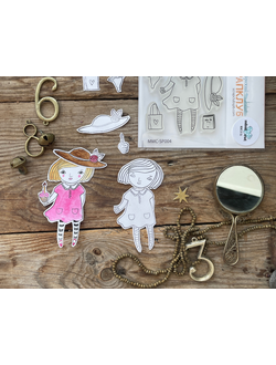 Набор штампов для скрапбукинга "Девочка-весна"