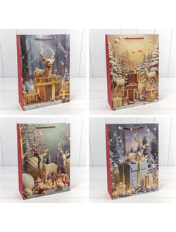 Пакет подарочный "Новогодний" (микс 7), 30*41*12см