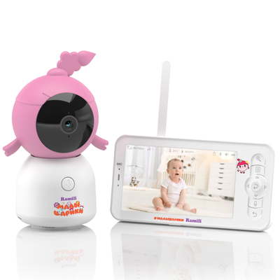 Видеоняня Ramili Baby RV100NUSHA Нюша, Малышарики, с креплением, Wi-Fi моторизированная видеоняня с креплением + монитор с диагональю 12,7 см., интерком, DVR, 2k