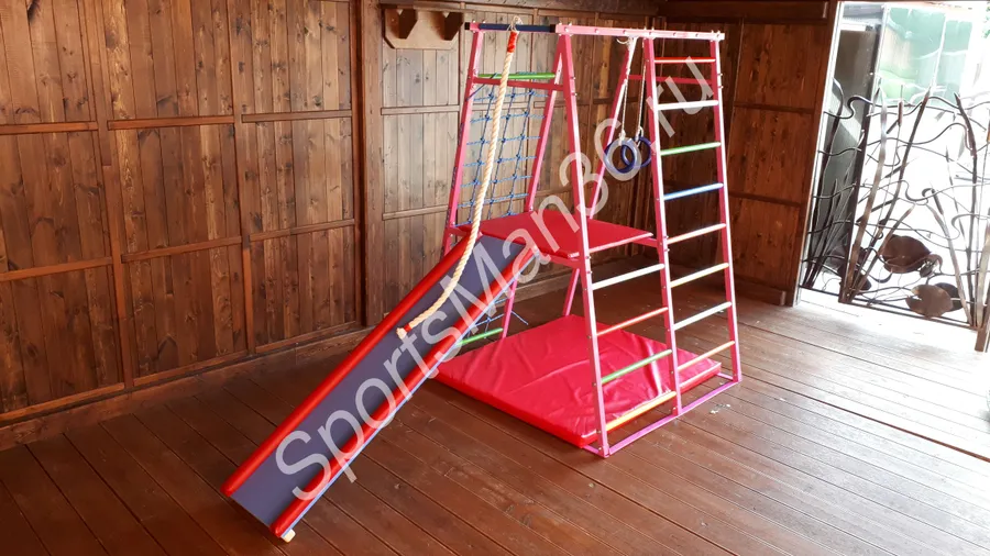 ДСК РАННЕГО РАЗВИТИЯ PLASTEP ТЕРЕМОК 170 С ПЛОЩАДКОЙ МЕТАЛЛ. Цвет: розовый, перекладины цветные.