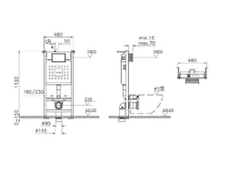 Комплект: Подвесной безободковый унитаз VitrA S40, L-box, с толстым сиденьем дюропласт с микролифтом, инсталяцией и панелью управления, глянцевый хром 9005B003-7211